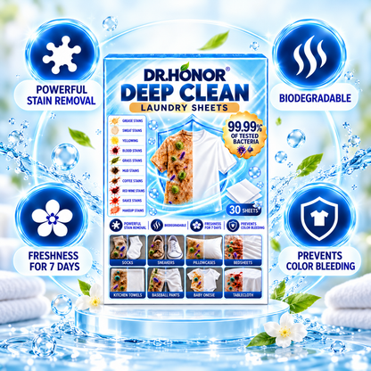 🏆🔥 DR.HONOR® Natural Stain-Fighting & Germ-Killing Laundry Sheets | Crush Grease, Sweat & Tough Stains. Kill 99.99% of Tested Bacteria. Help Prevent Color Bleeding. Stay Fresh for 7 Days.
